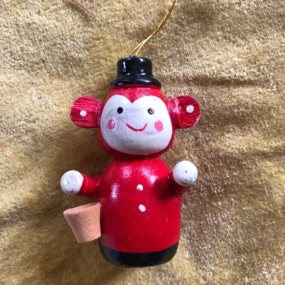 Holiday Vintage Wooden Monkey Ornament Poshmark